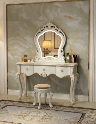 China Luxury European Convertible Dressing Table Bedroom Dressing Table Set with Mirror and Stool for sale