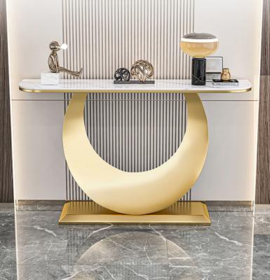 China Newest Modern Luxury Nordic Modern Living Room Hallway Gold Hallway Console Table Design Stainless Steel Entrance Entrance Console Table for sale