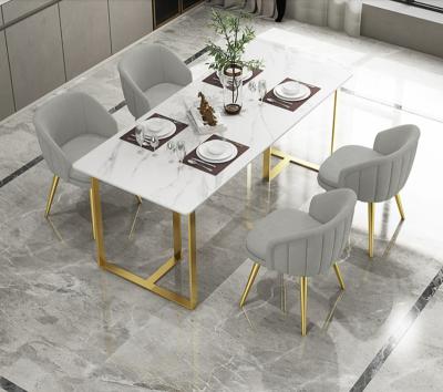 China (Height) adjustable modern light luxury dining table and chairs set with marble top for sale