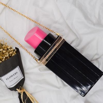 China Fashion the most popular style lipstick bag lipstick acrylic the bag lipstick chain evening clutch bag for sale