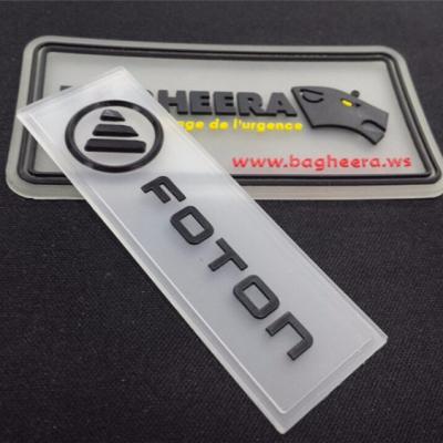 China New durable hot selling eco-friendly clear silicone tpu emboss label pvc patch for garment for sale