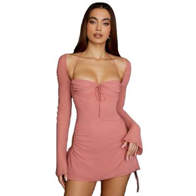 China Breathable Customize Summer women clothing hot sale sexy   hollow out  mini mesh bodycon dress women dresses for sale