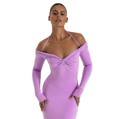 China Breathable Customize Summer  plus size women clothing off shoulder  hot sale    sexy v neck  maxi  dress women evening  dresses for sale