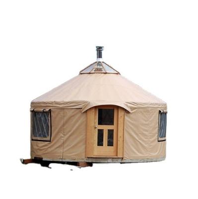 China Camouflage / Field Game 5M Diameter Aluminum And Bamboo With Wooden Door And Ventilation Fan House Yurt for sale