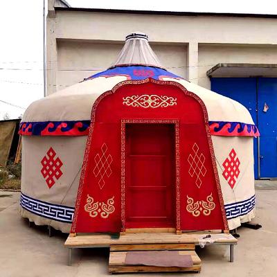 China Diagonal Bracing Type Mongolian Frame Yurt For Hotel Resort Barbecue With Four Layers Outside for sale