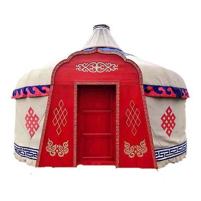 China Sale High Grade Waterproof Mongolian Camping Tent Heat Retention Pure Solid Wood Yurt for sale