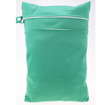 China Night Light Baby Pocket Waterproof Solid Green Wet Bags Two Zippers Double Leak Guard Bag for sale