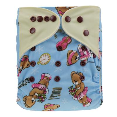 China Printed Baby Cloth Diapers Quilting Double Ear Row Button Printing Brown Bears Pattern Baby Diapers for sale