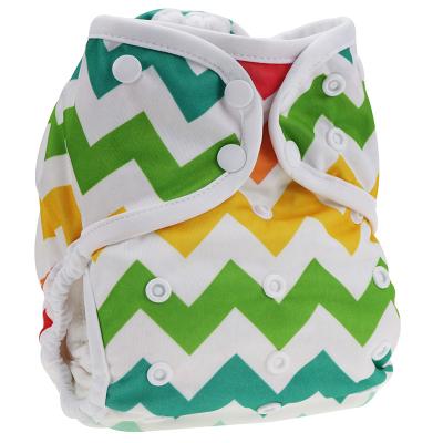 China Printed Bamboo Fiber AIO Baby Cloth Diapers Newborn Printed Stripes Pattern Reusable Urine Pocket Diapers for sale