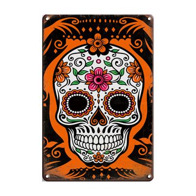 China Europe Mexico Day of the Dead Sticker Tin Signs Mexican Culture Metal Wall Plaque Sugar Reteo Poster Iron Painting Vintage Plaque for sale