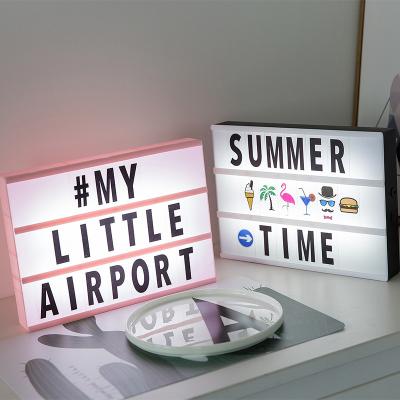 China LED Combination Light Box A4 Message Board DIY Letter Symbol Card Decoration USB Cinema Retro USB Cinema Light Up Rectangular Box XK002 for sale