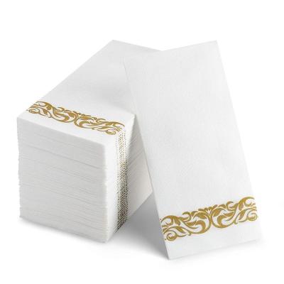 China printed & Wholesale White Tissue Paper Guest Towels Cloth Like Feel Linen Towel With Logo Print Pack of 100 for sale