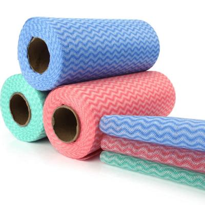 China Sustainable Squishy Nonwoven Colorful Reusable Household Kitchen Materials Polyester Cellulose Fabrics Spunlace Polyester Cloth Cleaning Roll for sale