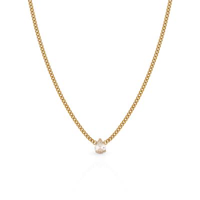 China FASHIONABLE Chris April 316L Stainless Steel PVD Plated Charm Pear Cut Zircon Drop Restrictor Chain Pendant Necklace for sale