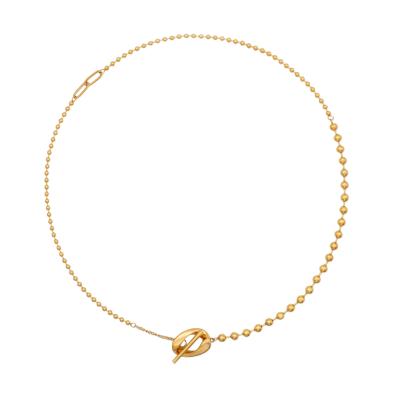 China Trendy Fashion Jewelry Chris April Waterproof PVD Gold Plated 316L Stainless Steel T-Bar Common Mix Beads Chain Necklace for sale