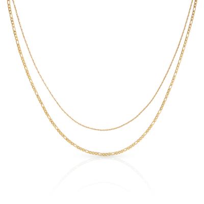 China Trendy Fashion Jewelry Chris April Waterproof PVD Gold Plated 316L Stainless Steel Figaro And Wave Stacking Chain Necklace for sale