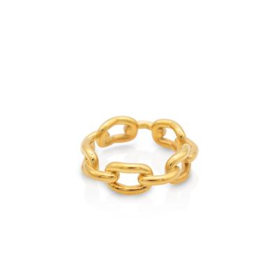 China Trendy Chris April fashion jewelry minimalist stock 316L stainless steel pvd gold plated link chain shape ring for women for sale