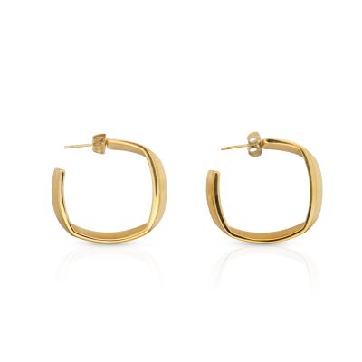 China TRENDY Chris April Fashion Jewelry 316L Stainless Steel PVD Gold Plated Mobius Square Circle Geometry Hoop Earring for sale