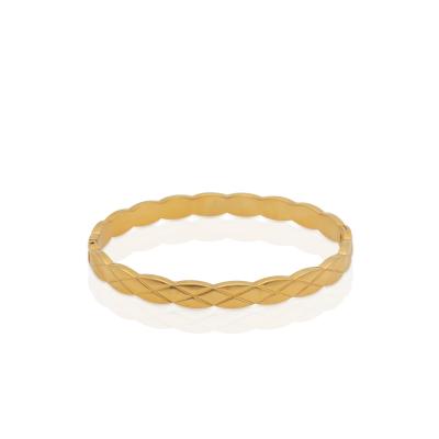 China Chris April fashion jewelry 316L stainless steel pvd gold plated gold plated pvd classic texture bangle bracelet Chris April for sale