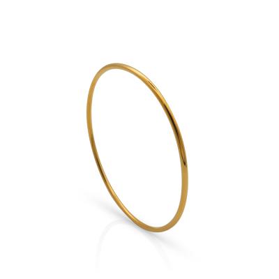 China Trendy Chris April In Running Fashion Jewelry 316L Stainless Steel PVD Gold Plated Round Shiny Bangle Bracelet for sale