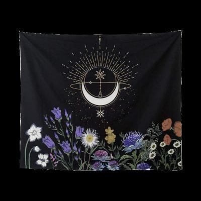 China Art Print Fabric Personalized Custom Tapestry Burning Sun Decor Hanging With Star Moon Phase Wall Tapestry For Bedroom for sale