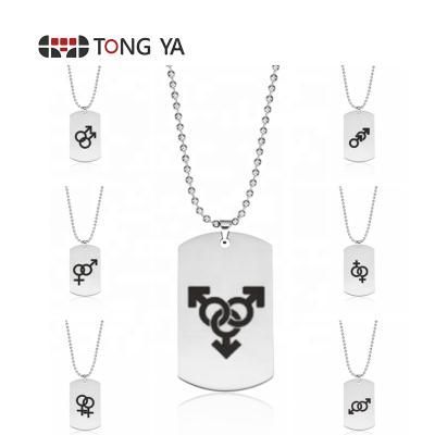 China Environmental Friendly Custom Design LGBT Gay Pride Stainless Steel Pendant Necklace For Gay for sale