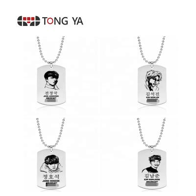 China Environmental Friendly Hot Sale Stainless Steel Name Plate Korea Idol BTS Necklace for sale