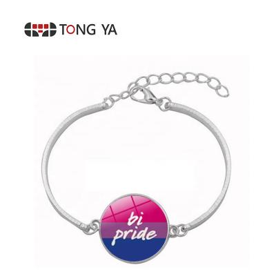 China Casual/Sporting Bi Current Gay Jewelry LGBT Pride Gay Bracelet Rainbow Bangle Bracelet for sale