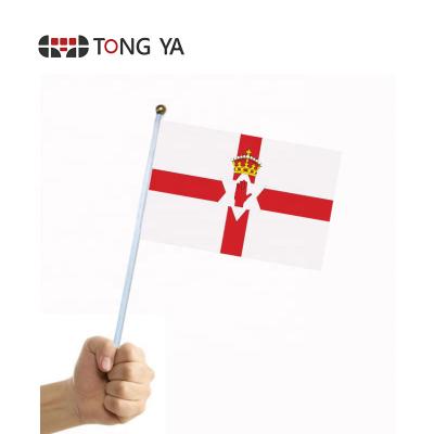 China Factory Price Mini National Shaking Flag With Polyester Poles FLYING Plastic Wave Hand Flag Northern Ireland Flag for sale