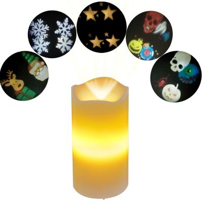 China Christmas LED Candle Snowman Snowflake Projection Lamp Flameless Christmas Night Light for Home Decoration for sale