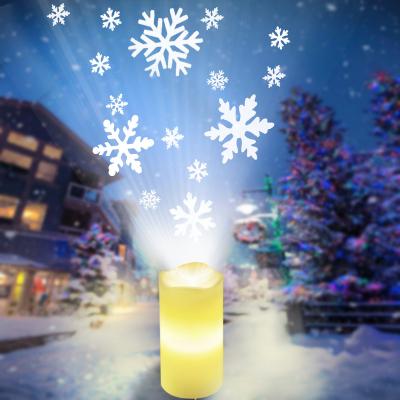 China Christmas Decoration Flameless Night Light Christmas Decoration Projector Candle Snowman Snowflake Projection Lamp LED Candle Lights for sale