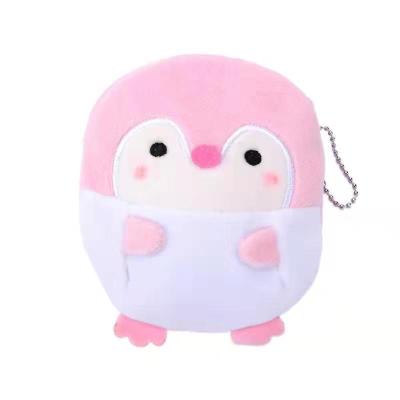 China Plush In Stock Popular Cute Cartoon Plush Soft Penguin Embroider Round Coin Purse for sale