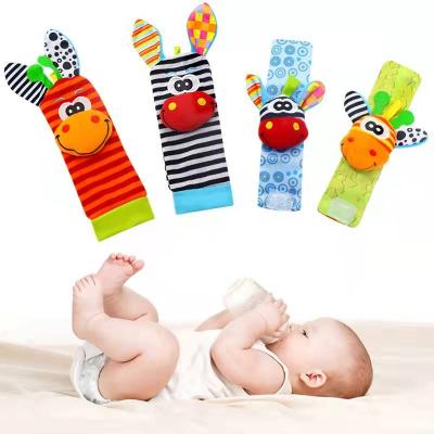 China Infant Plush Baby Donkey Socks Ratchets Toys Wrist Rattles And Foot Finder 0-24 Month For Toddler for sale