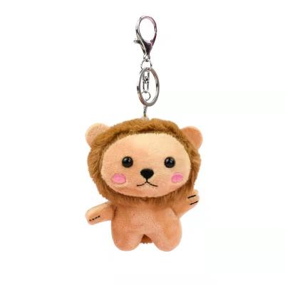 China Custom Cute Lion Plush Keyring Children Plush Lion Doll School Bag Key Pendant Plush Toy Key Chain for sale