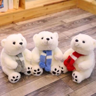 China Cute White Plush 5CM PlushStuffed Polar Bear Toy 26CM With Scarf For Kids for sale