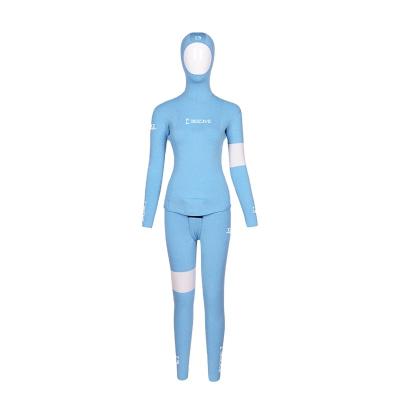 China BESTDIVE Yamamoto Neoprene 3mm Stripe Two Piece Hooded Hooded Stretch Nylon White Wetsuit For Freediving For Female for sale