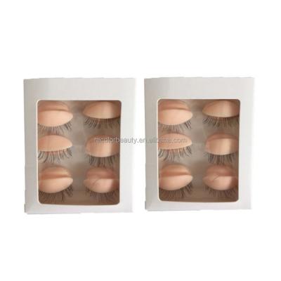 China Long 3 Pairs Eyelash Extension Training Mannequin Natural Head Removable Eyelids For Silicone Practice Head for sale