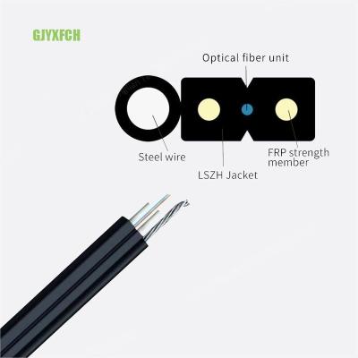 China FTTH FTTB FTTX Network GJYXFCH-2/4B1 1core 2F 4F Outdoor Self-Support Steel Wire FTTH Fiber Optic Drop Cable With GFRP Strength Member LSZH Jacket for sale