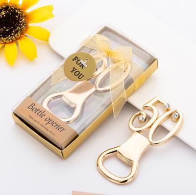 China Gift Wrapping Gift Gold Bottle Opener 30th Wedding Anniversary 30th Years Openers for sale