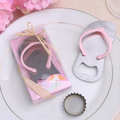 China Creative Gift Laser Printed Slipper Shaped Flip Flop Bottle Opener For Weeding Gifts for sale