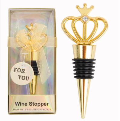 China Gift Whoelsale Wedding Hardware Metal Vacuum Gold Crown Zinc Alloy Wine Stopper for sale