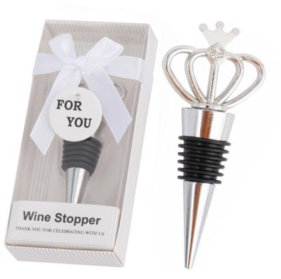 China Gift Wedding Hardware Metal Vacuum Gold Crown Wine Stoppers Zinc Alloy for sale