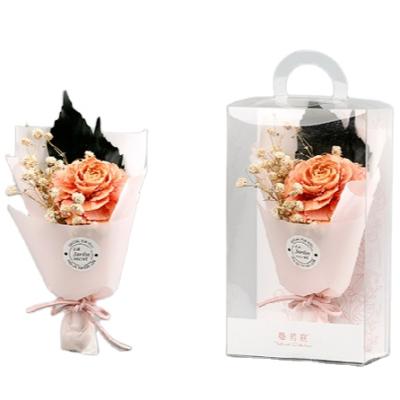 China Creative Mini Dried Flower Bouquet Wholesale Gift PVC Box Valentine's Day Gift Dried Flowers for sale