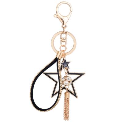 China Korean Exquisite Women's Car Ball Party Gift Wedding Favor Five Pointed Star Diamond Bag Pendant Key Chain Pendant for sale