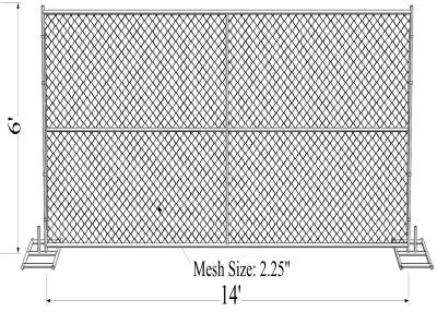 Chine 6' les panneaux provisoires de barrière de construction de x12, la barrière à chaînes de construction de maille lambrisse 2 le ¼ le 