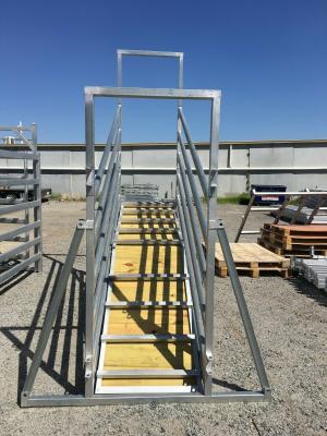 China Adjustable Galvanized Cattle Chute Loading Ramp  HDG Adjustable 6 Rail Cattle Panels Loading Ramp 2.4h x 3.6L Slide Gate for sale