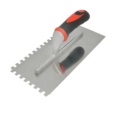 China 280x120mm SQUARE Stainless Steel U Notched Plastering Trowel Color Soft Double Handle Double Handle Concrete Trowel Building Hand Tool for sale