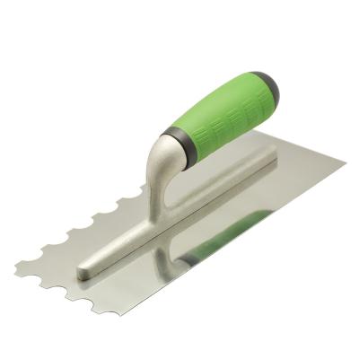 China High Quality SQUARE U Blade Comfortable Rubber Grip Plaster Tools Polish Carbon Steel Notched Trowel Concrete Surfaces Finish Trowel for sale