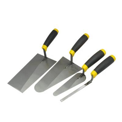 China Plastic Construction Masonry Trowel Set 4pcs PP+TPR Handle Carbon Steel Blade Margin Trowel Masonry Trowel Set for sale