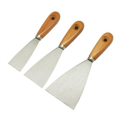 China 3pcs Paint Scraper Set, Wooden Handle With Hole, Normal Polished Carbon Steel Putty Knife Set for sale